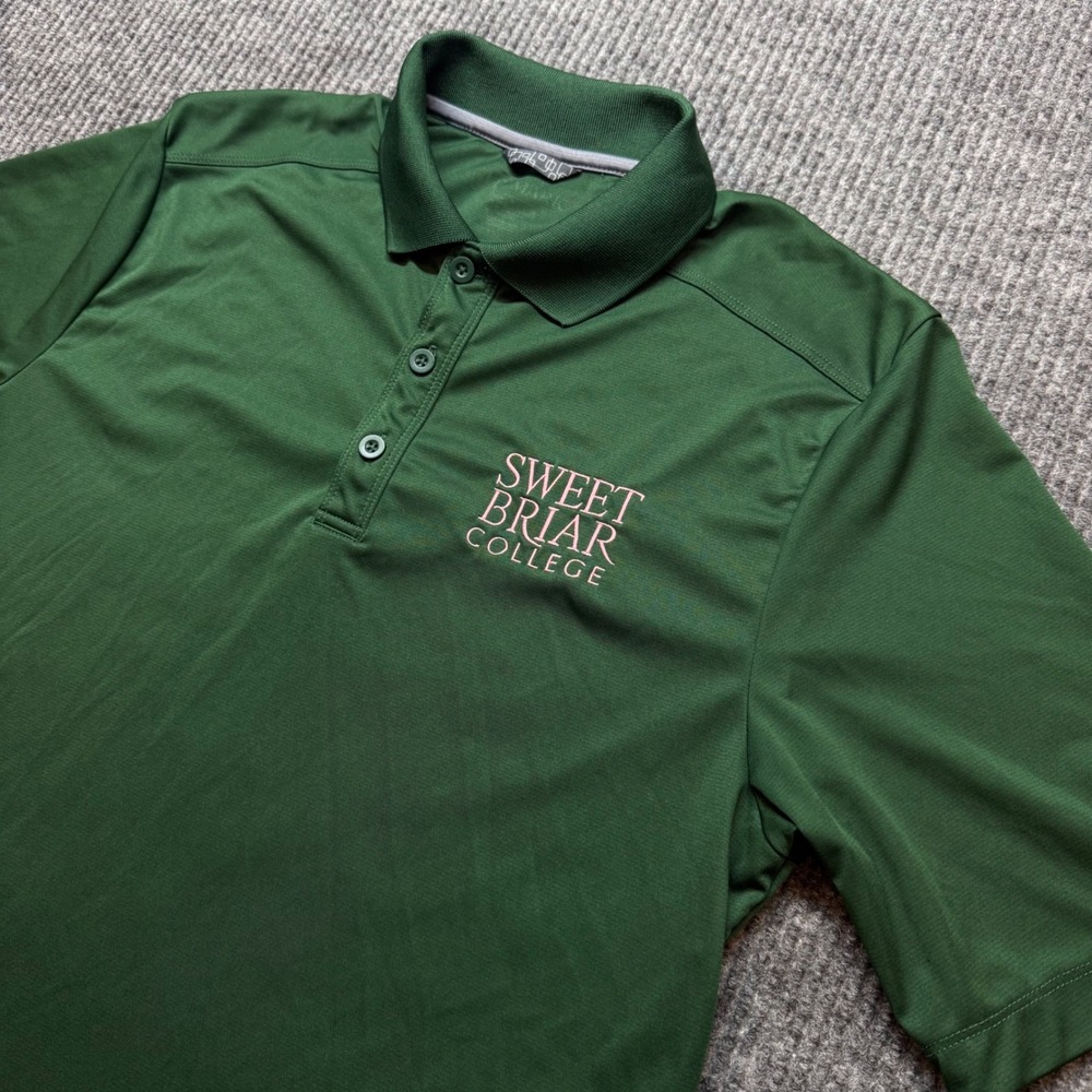 Sweet Briar College Mens Medium Green Performance Polo Shirt Short Sleeve